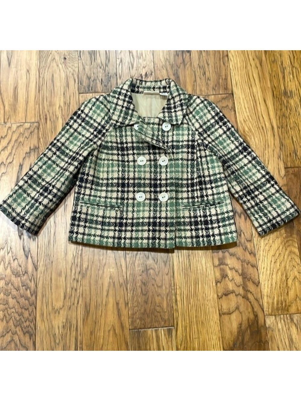 DKNY Jeans Brown, Green and Tan Houndstooth Jacket Blazer size S Petite NWOT
